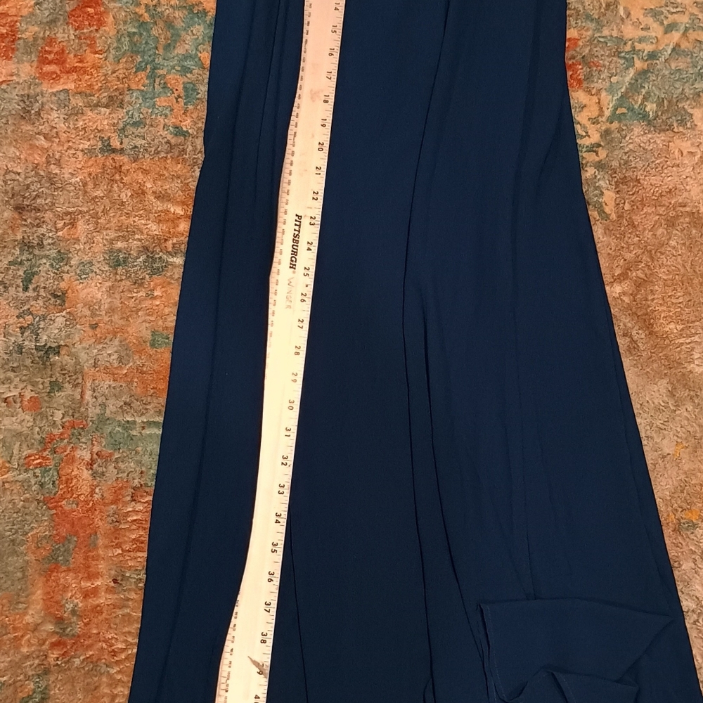 NWT Lulu's Zipper enclosed Elegant Sheer Navy Blue Dress Size Large - Picture 7 of 8